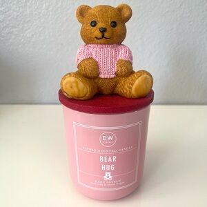 DW Home Bear Hug Candle with Pink Jar and Brown Bear